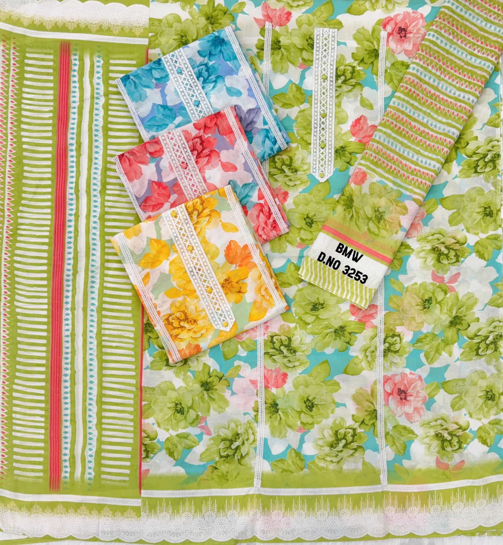 Bmw 3253 By Bipson Pure Cotton Printed Dress Material Exporters In India